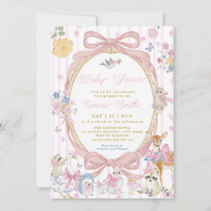 Whimsical Woodland Djur Flicka Bebis Shower Inbjudningar