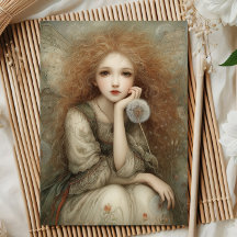Whimsical Woodland Fairy Portrait with Dandelion 