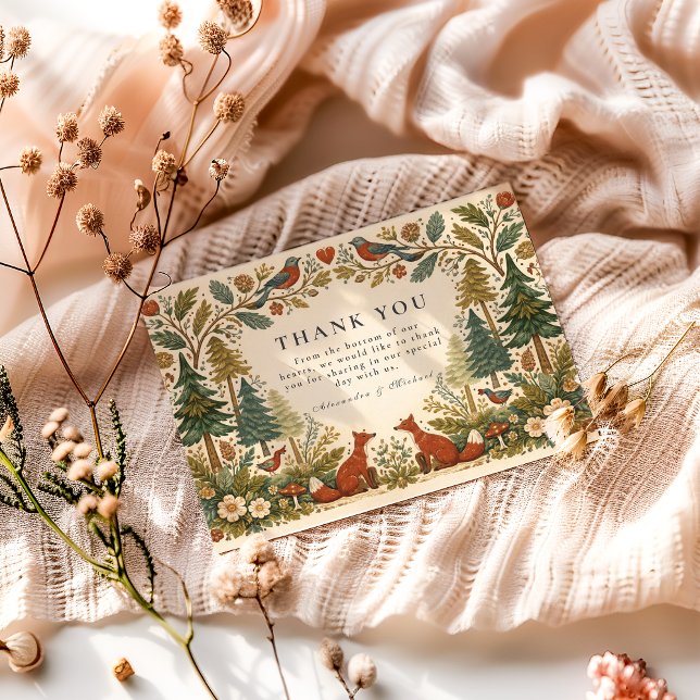 Whimsical Woodland Forest Wedding Tack Kort (Skapare uppladdad)