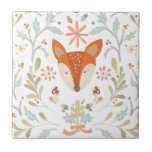 Whimsical Woodland Fox Kakelplatta<br><div class="desc">Skogsräv med grönt löv. Konstnär: June Erica Vess. Bild-ID: 105549D.</div>