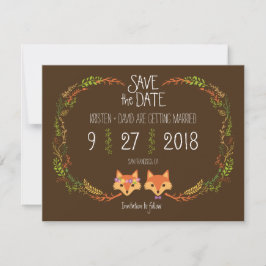 Whimsical Woodland Foxar bröllop Save the Date Spara Datumet