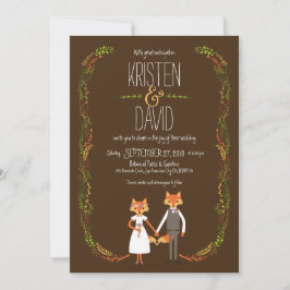 Whimsical Woodland Foxes Bröllop Inbjudningar