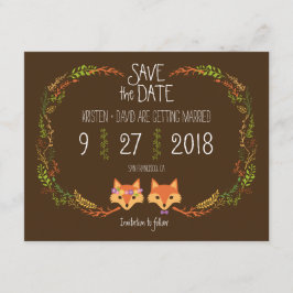 Whimsical Woodland Foxes bröllop Save the Date Spara Datumet