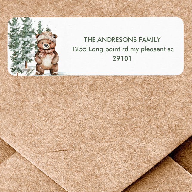 Whimsical Woodland Hjort Birthday Grönt Returadress Etikett (Skapare uppladdad)