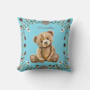 Whimsical Woodland Nalle Blue Nursery Kudde