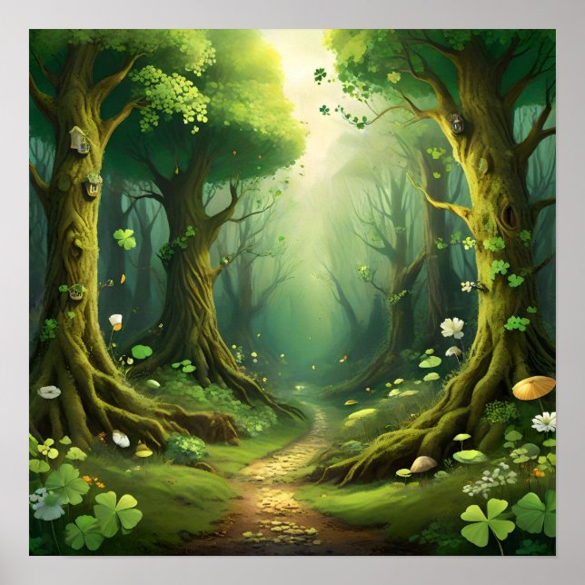 Whimsical Woodland St Patrick's Day Väg Poster (Framsidan)
