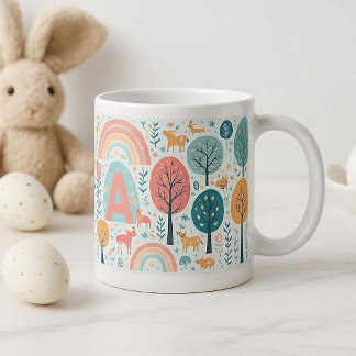 Whimsical Woodland Trees Easter Spring Rainbow Art Jumbo Mugg