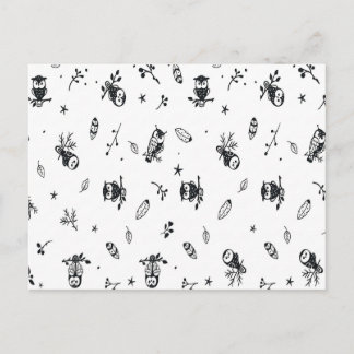 Whimsical Woodland Uggle Mönster Vykort