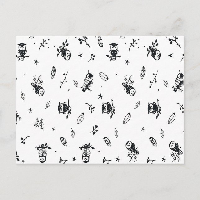 Whimsical Woodland Uggle Mönster Vykort (Framsida)