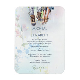 Whimsical Woodland Wildblomme Bröllop Magnet