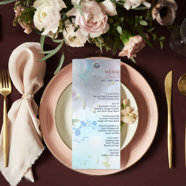 Whimsical Woodland Wildblomme Bröllop Menu (Skapare uppladdad)