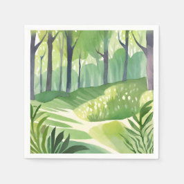 Whimsical Woods | Skogslandskap i akvarell Pappersservett