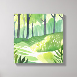 Whimsical Woods | Skogsvattenfärglandskap Canvastryck