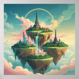 Whimsical World Wonders: Flytande Cityscape Poster