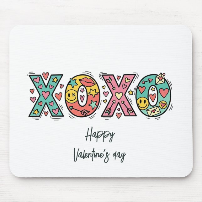 Whimsical "XOXO"Hearts Happy Valentine's Day  Musmatta (Framsidan)