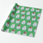 Whimsical Yeti Ansikte Photo Kids jul Presentpapper<br><div class="desc">Dessa inslagna  innehåller en bra hand som illustrerar jakande yeti mönster. Perfektens för barn som slår in barngåvor till helgdagarna! Lägg till ett foto!</div>