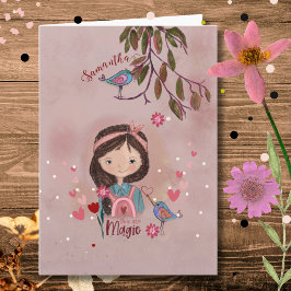 Whimsical You Are Magic - Flickas & Fåglars Födels Kort