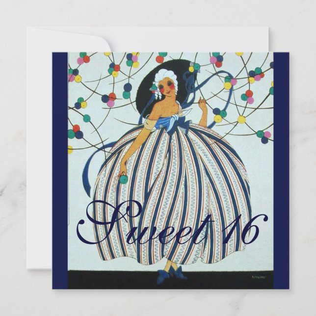 WHIMSICAL YOUNG GIRL SWEET 16 FÖDELSEDAGSFESTER INBJUDNINGAR (Framsida)