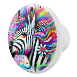 Whimsical Zebra Blommigt Rosa Teal Grönt Daisy Knopp