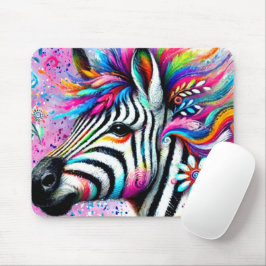 Whimsical Zebra Blommigt Rosa Teal Grönt Daisy Musmatta