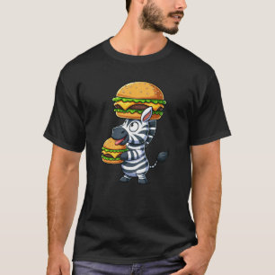 Whimsical Zebra Hamburger Fast Food Cheeseburger T Shirt