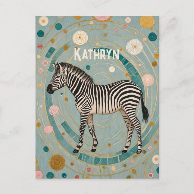 Whimsical Zebra Personlig Vykort (Framsida)