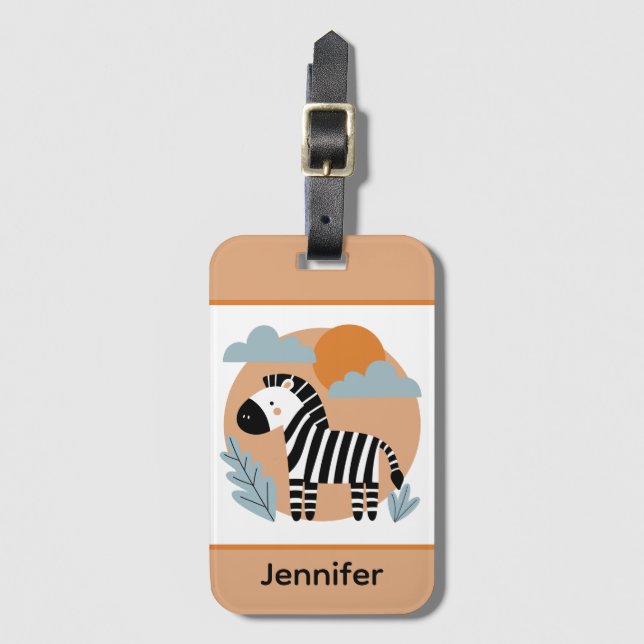 Whimsical Zebra Scandinavian Influenced Bagagebricka (Framsida vertikal)