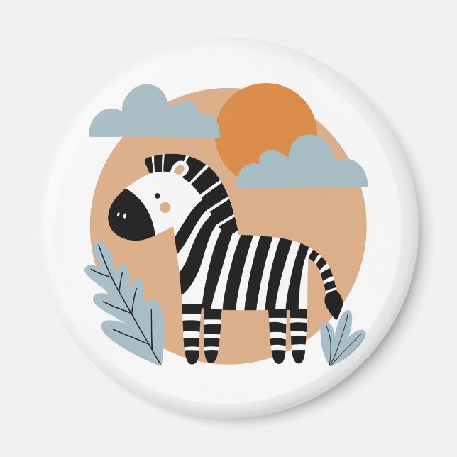 Whimsical Zebra Scandinavian Influenced Magnet (Framsidan)