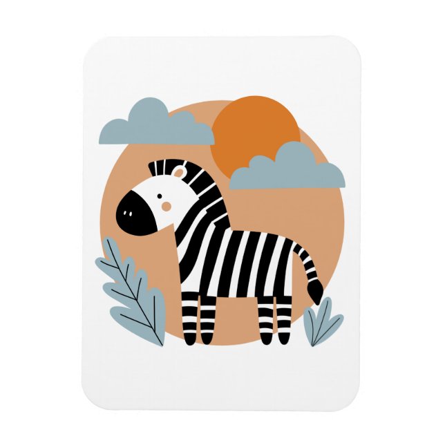 Whimsical Zebra Scandinavian Influenced Magnet (Vertikal)