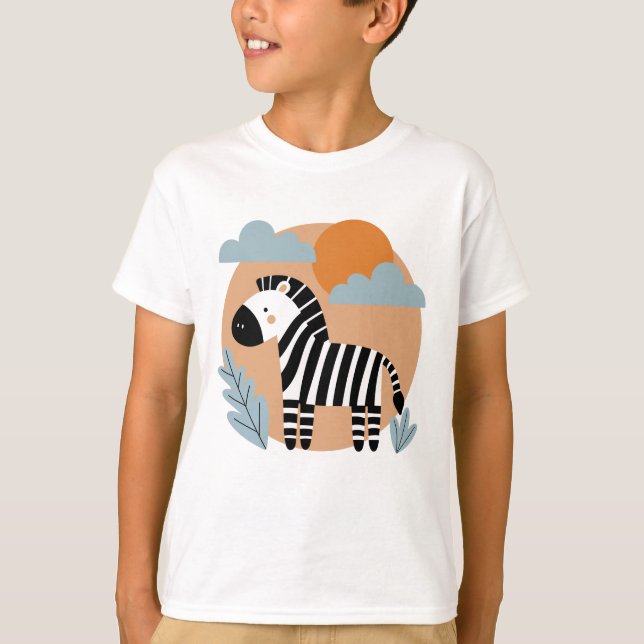 Whimsical Zebra Scandinavian Influenced T Shirt (Framsida)