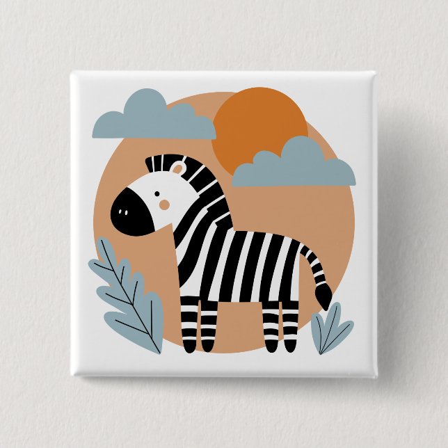 Whimsical Zebra Skandinaviskt Inflytande Knapp (Framsida)