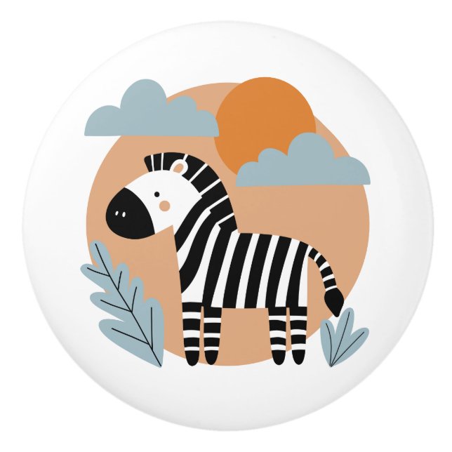 Whimsical Zebra Skandinaviskt Inflytande Knopp (Framsidan)