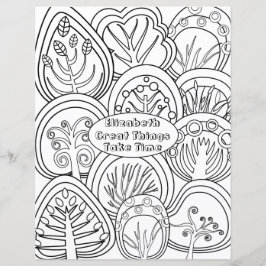 Whimsical Zen Doodle Träd Quote Namn Coloring