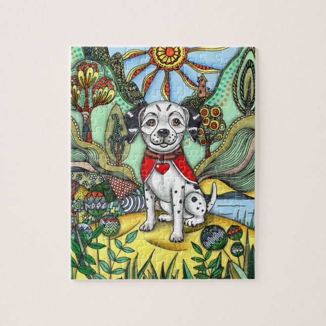 Whimsical Zentangle Dalmatian Hund Höst Pussel (Vertikal)