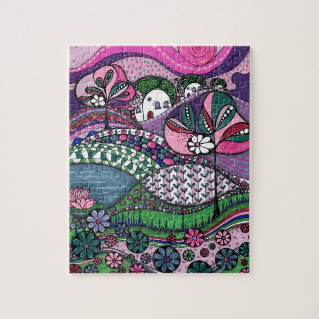 Whimsical Zentangle Sagovärld Pussel (Vertikal)
