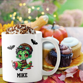 Whimsical Zombie Airplane Fladdermus Watercolor Ha Kaffemugg