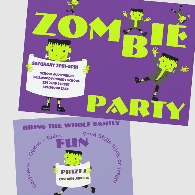 Whimsical Zombie Party Halloween fest Inbjudningar (Skapare uppladdad)