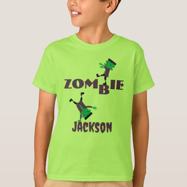 Whimsical Zombie Party Halloween fest T Shirt (Framsida)