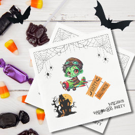 Whimsical Zombie Pilot Flygplan Barn Halloween Pappersservett