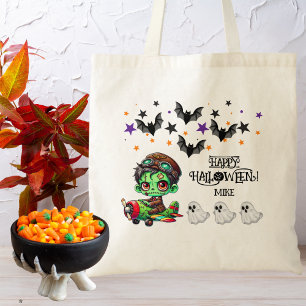 Whimsical Zombie Pilot Flygplan Barn Halloween Tygkasse
