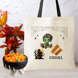 Whimsical Zombie Pilot Flygplan Barn Halloween Tygkasse