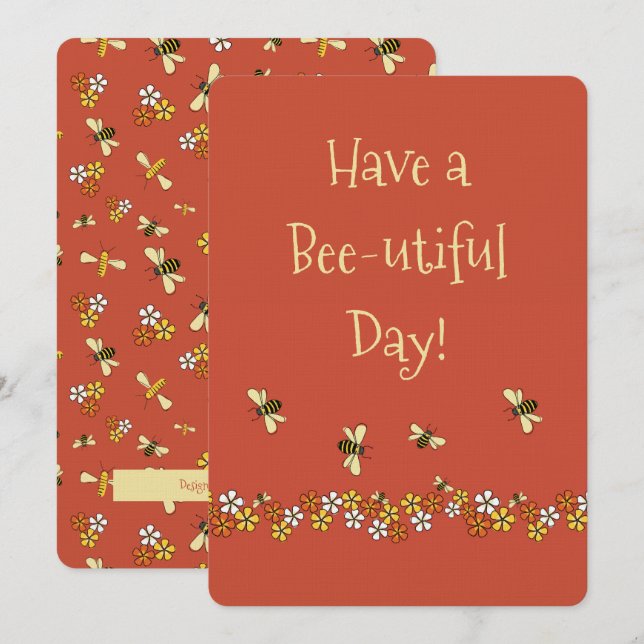 Whimsicala bin och blommor Grattiskort Julkort (Fram/baksida)