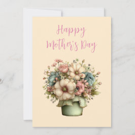 Whimsicala blommor i en kruka mors dag julkort