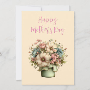 Whimsicala blommor i en kruka mors dag julkort