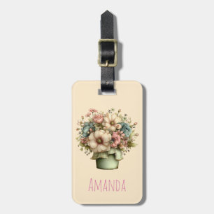 Whimsicala blommor i en kruka Söt Bagagebricka