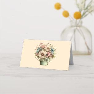 Whimsicala blommor i en kruka Söt Placeringskort
