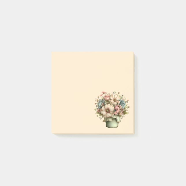 Whimsicala blommor i en kruka Söt Post-it Block (Framsida)