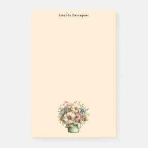 Whimsicala blommor i en kruka Söt Post-it Block