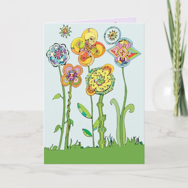 Whimsicala blommor Mors dag Kort (Framsida)