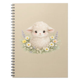 Whimsicala får och vilda blommor för en charmig anteckningsbok